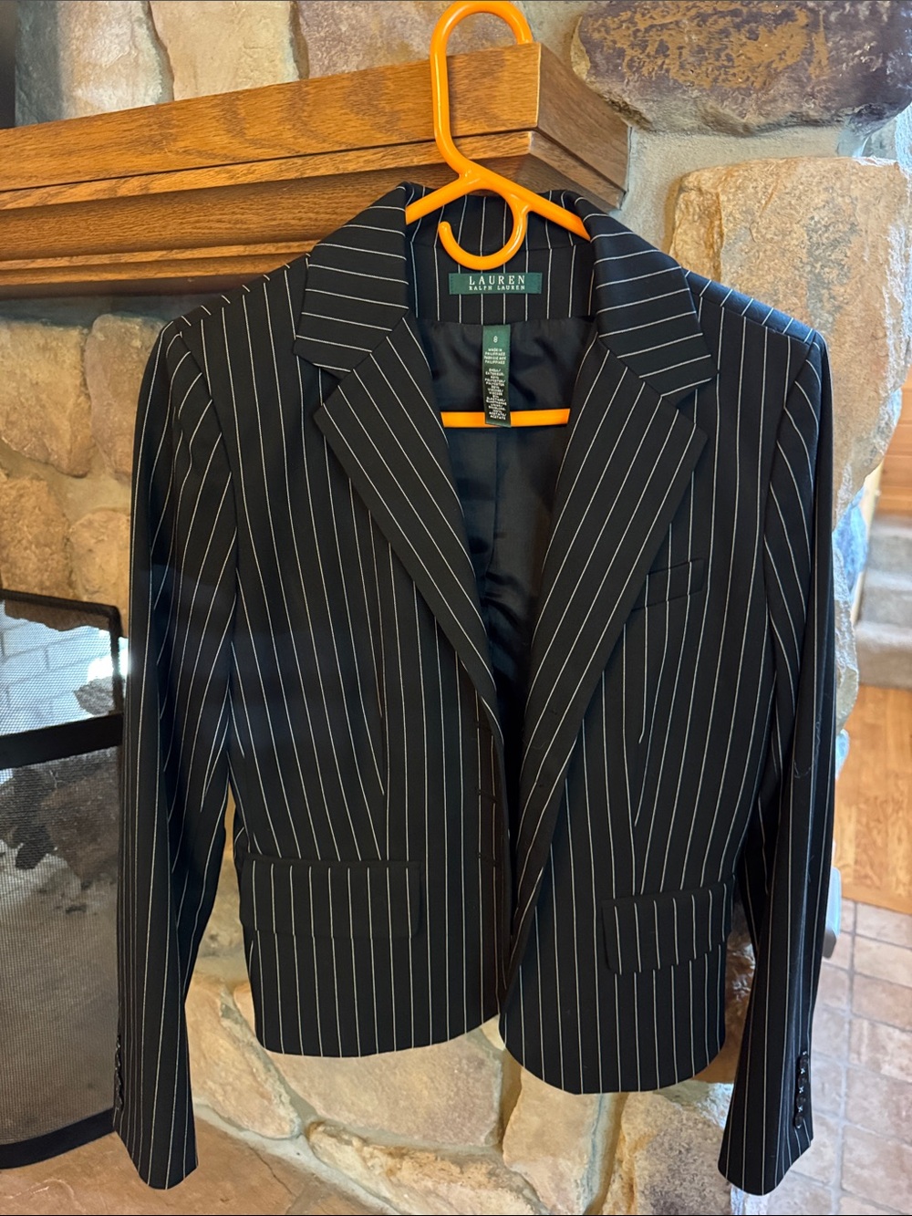 Lauren Ralph Lauren Black Pinstripe Cropped Blazer